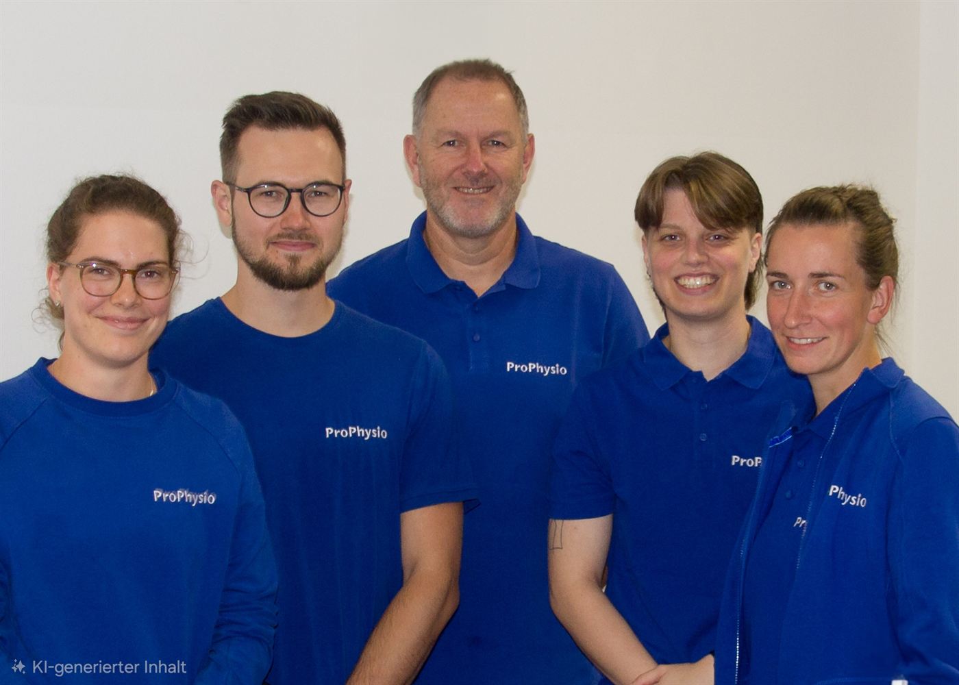 Das Team von ProPhysio Darmstadt in blauen Praxis-Shirts
